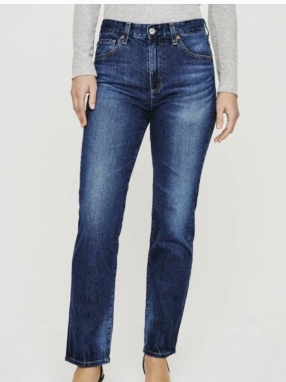 AG Adriano Goldschmied Saige High Rise Straight Leg Jeans Size 26 Dark Wa